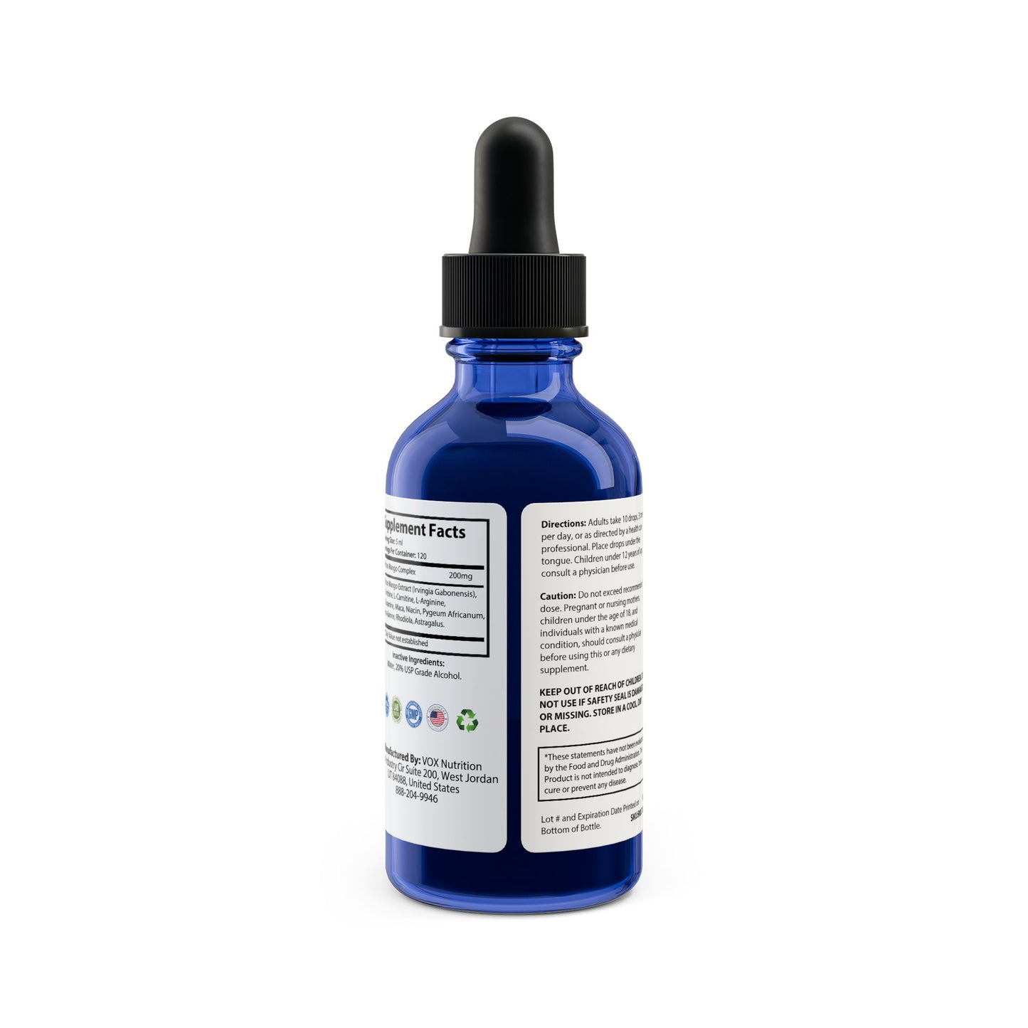 African Mango Drops Supplement (60ml, 2fl.oz): The African Mango Drops supplement features a world-class formula utilizing 11 herbs, amino acids, vitamins, and superfoods, supporting improved exercise performance.
