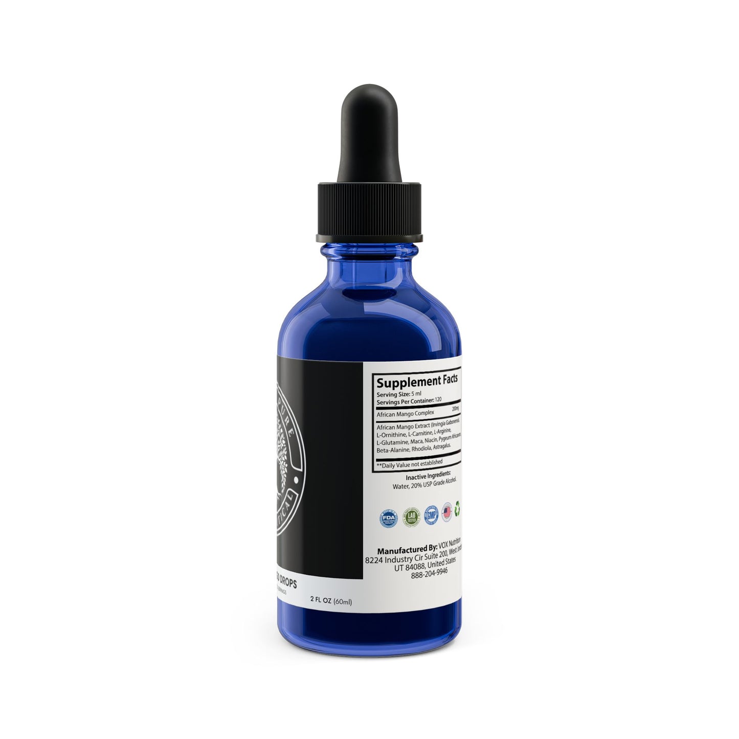 African Mango Drops Supplement (60ml, 2fl.oz): The African Mango Drops supplement features a world-class formula utilizing 11 herbs, amino acids, vitamins, and superfoods, supporting improved exercise performance.