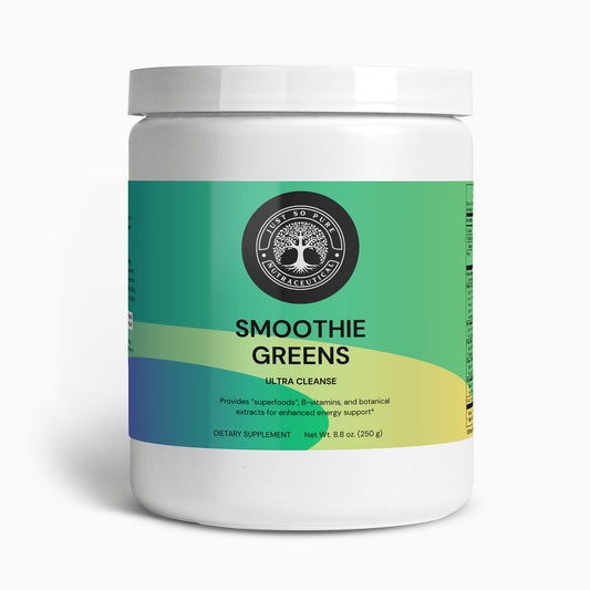 Ultra Cleanse Smoothie Greens is a blend of organic grasses, superfoods, B-Vitamins, and botanical extracts designed to fuel the body with broad-spectrum nutrients for optimal mental and physical functionality.