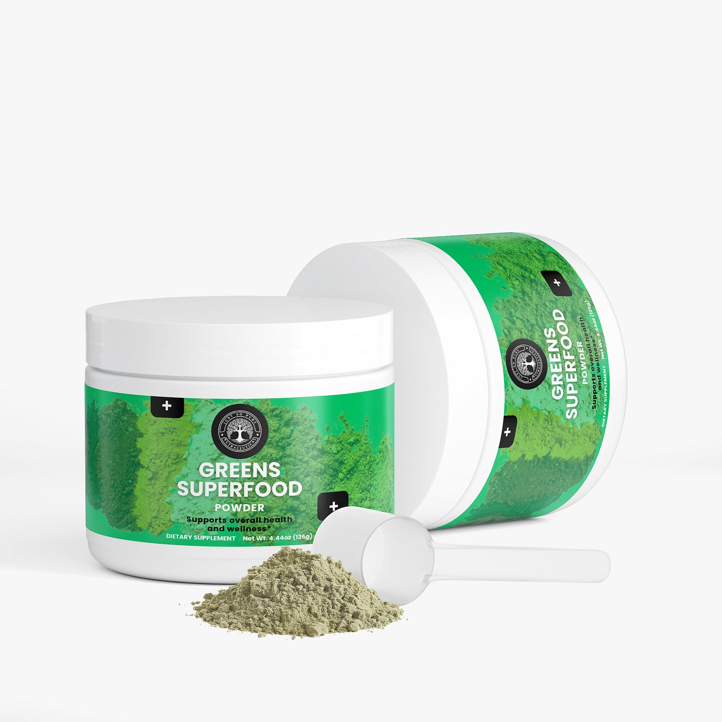 Greens Superfood: This greens powder supplement contains naturally occurring essential vitamins and minerals derived from a diverse range of plant sources.
